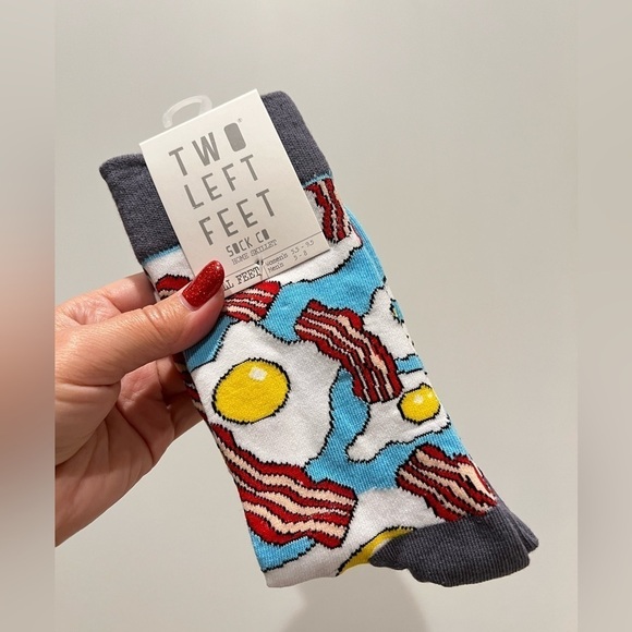 Two left feet Home Skillet Socks Eggs and bacon graphic, size Small feet, NWT - Picture 2 of 5